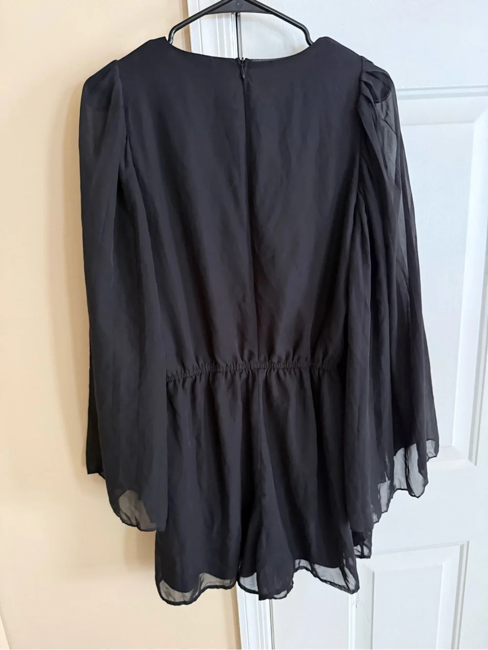 Fire Los Angeles Black Sheer Bell Sleeve Long Dress
